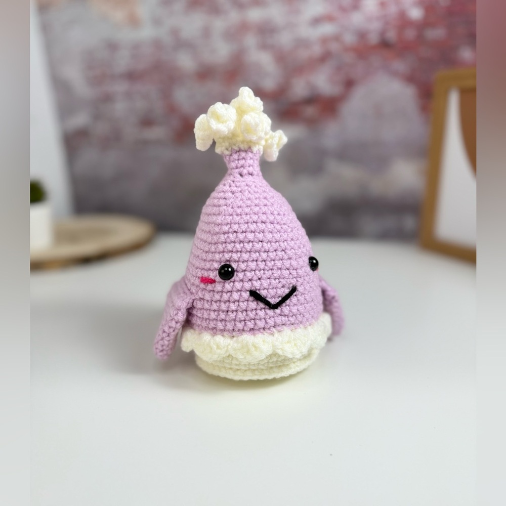 Handcrafted Kawaii Pale Pink Whale Crochet Amigurumi Toy Decor